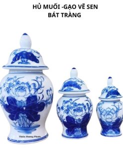 Hũ muối gạo sen sen bát tràng