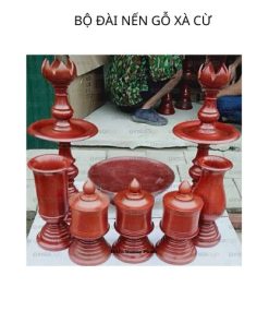 Bộ đài nến gỗ xà cừ