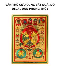 Văn thù cửu cung bát quái đồ decal dán phong thủy