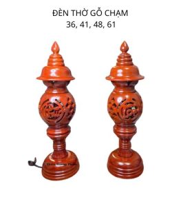 Đèn thờ gỗ tròn chạm