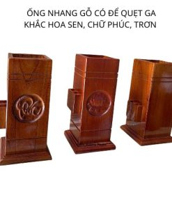 Ống nhang gỗ chạm có quẹt ga